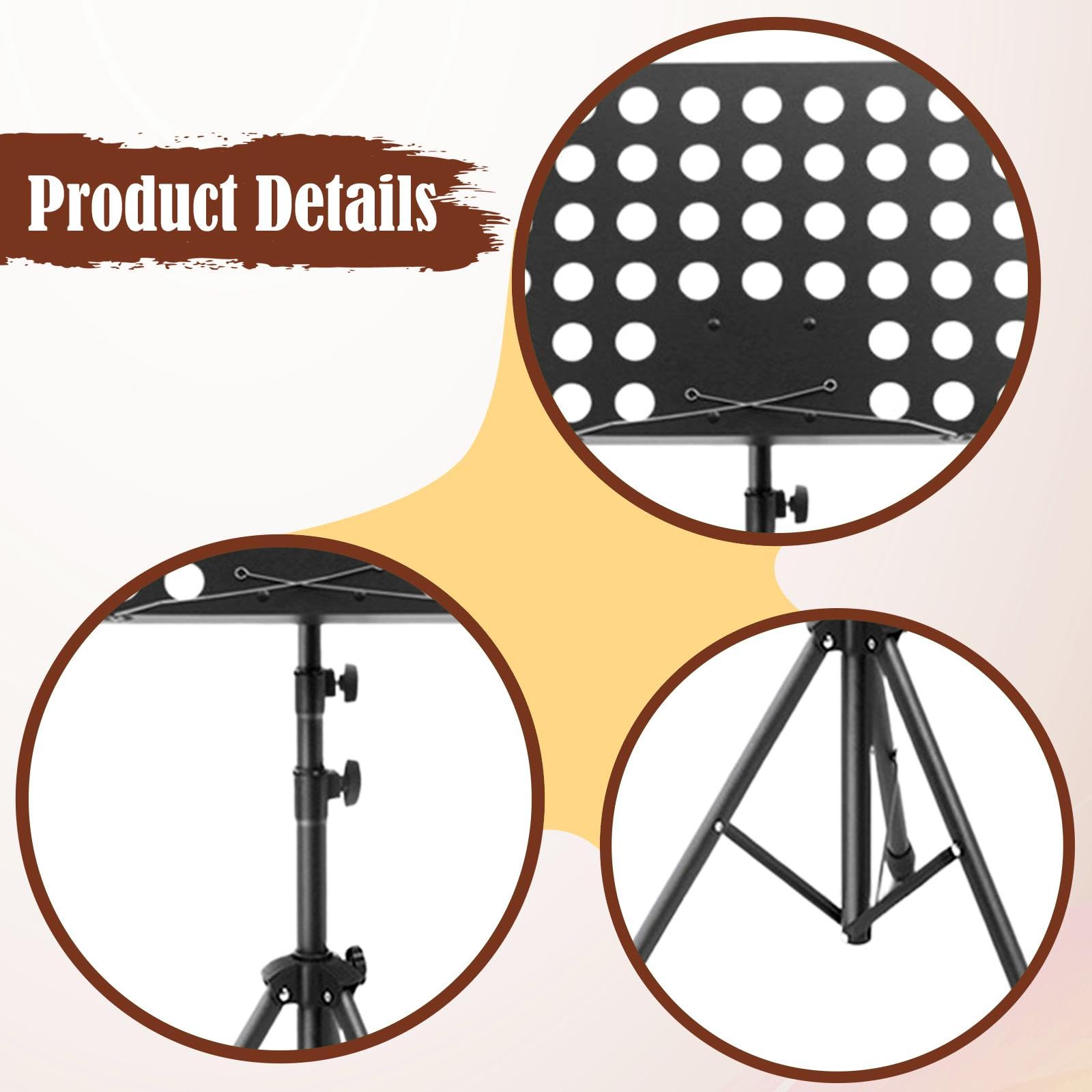 perfeclan Atril para Partituras Soporte Telescópico Plegable para Libros Base Estable Portátil Metálica Diseño Compacto Ligero Adecuado para Músicos y Uso en, Negro