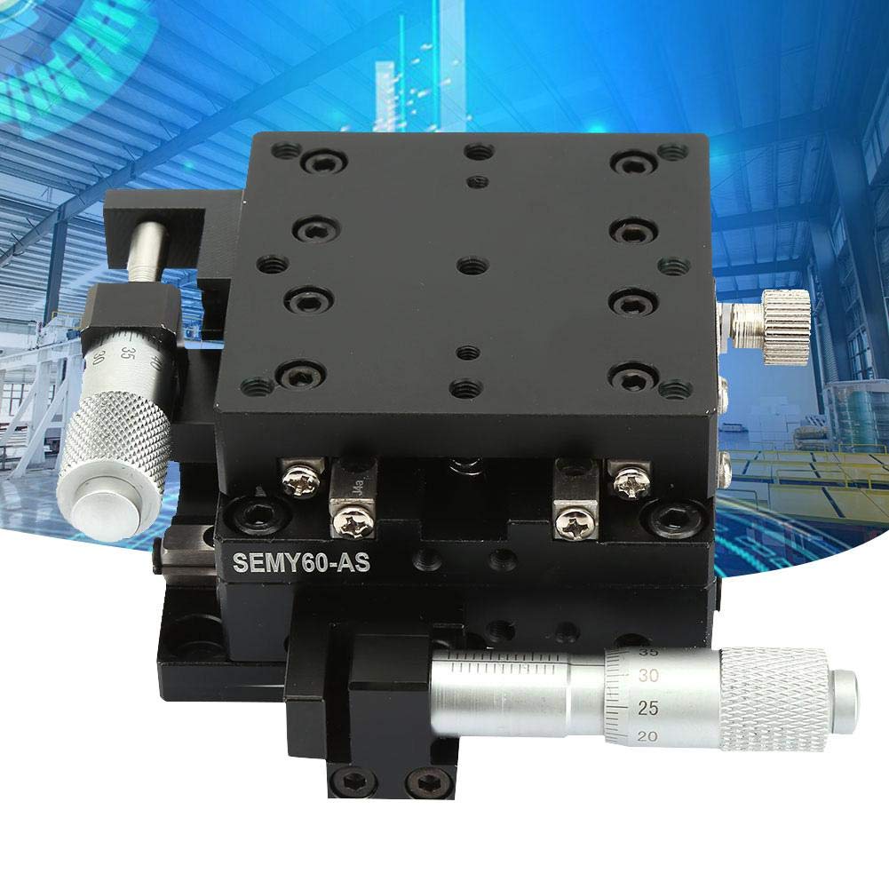 Fase lineare, 60x60x40mm SEMY60-AS Micrometro manuale Tavolo scorrevole Slide Piattaforma a rulli incrociati Fase lineare Adatto per ispezione di precisione in laboratorio, Fasi lineari manuali