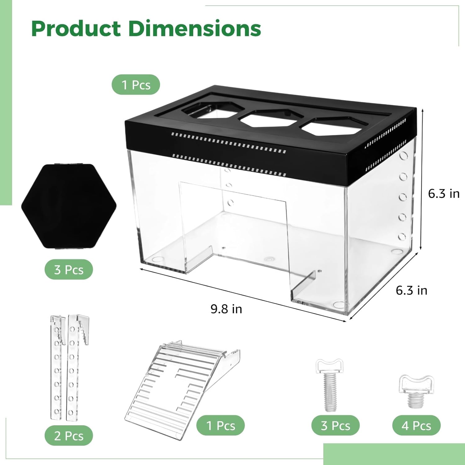 Elevated Turtle Basking Platform with Transparent View, Adjustable Height, Ramp & Secure Lid, Small Habitat for Tortoise with Light Fixture Hole
