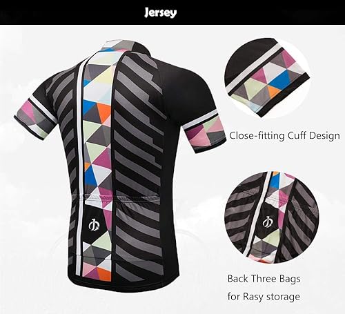 Miniatura 5 de Conjunto de ropa de ciclismo para hombre, camisetas de ciclismo de carretera + pantalones cortos de secado rápido con cremallera completa