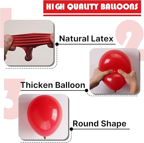 Miniatura 7 de PartyWoo Globos rojos, 100 globos de látex rojo mate de 10 pulgadas para helio para graduación, boda, día de la independencia, día de San Valentín,