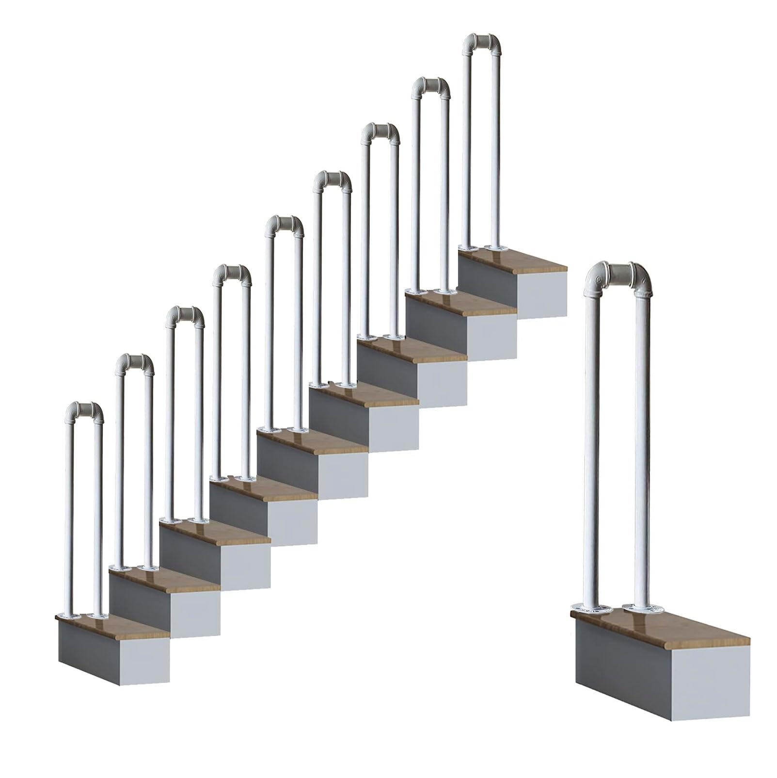 LWJSOCP 85cm Black Handrail Brackets Handrails for Outdoor Steps Outdoor handrails for Exterior Steps Outdoor Indoor Industrial Pipe Stair Banister Adjustable Stair Railing Indoor Outdoor Step