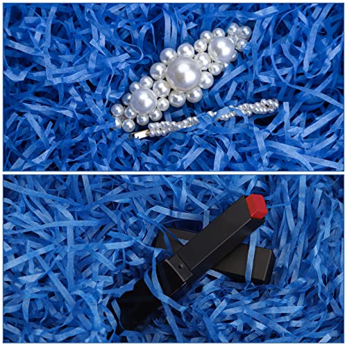 Jieddey Papier Füllmaterial für Geschenkbox,Geschreddertes Papier 100 G Ostergras Raffia Hamper Shreds SeidenPapier zum Verpackungen Füllen Körben Geschenken Blau