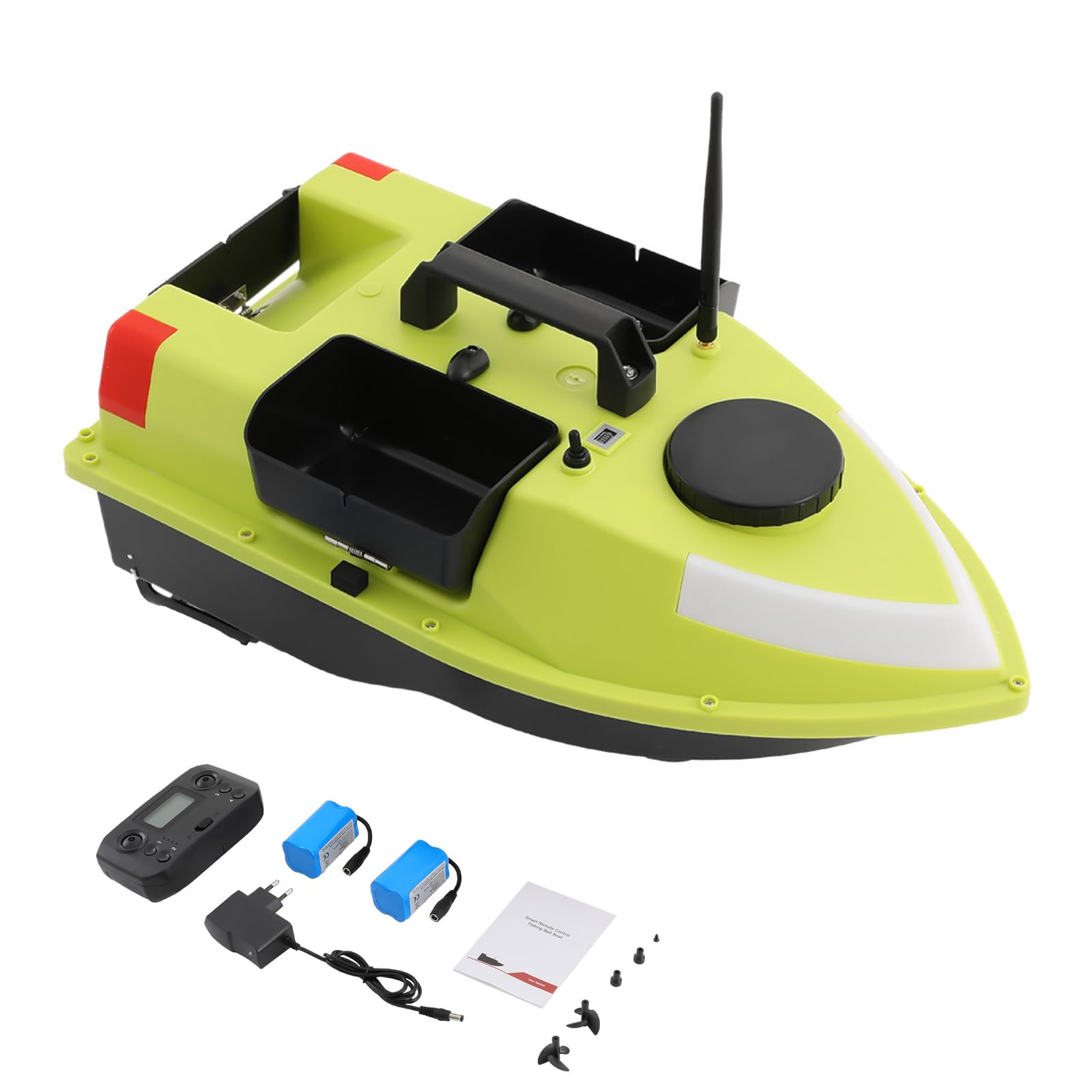 Mando a distancia barco de cebo de pesca, 1,8 m/s, barco de alimentación con GPS y control remoto, 2 baterías, 99 puntos de trolling, corrección automática de codicia, doble motor, 600 m