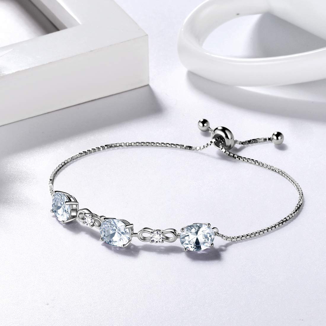 Aurora Tears 925 Sterling Silver 12 Birthstones Necklace/Earring/Ring/Bracelet Women Birthstone Pendant Crystal Fashion Birthday Jewelry Christmas Gift for Girls Women - Image 4