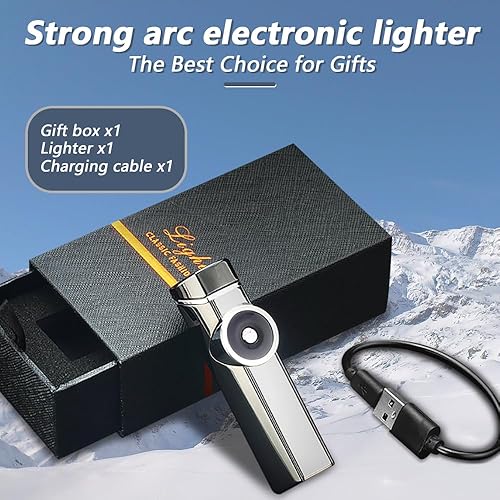 Miniatura 8 de Encendedor de arco eléctrico Encendido fuerte fuego USB recargable Triple arco Plasma Encendedor digital de potencia a prueba de viento Encendedor