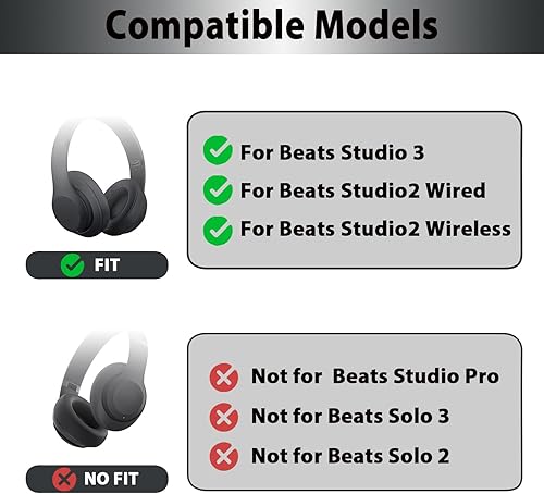Miniatura 2 de Studio 23 - Almohadillas de repuesto para los oídos, funda de cojín compatible con Beats by Dr.Dre Studio 2.0 con cableinalámbrico y Studio 3.0
