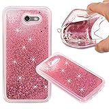Galaxy J3 Emerge, Liquid Case, Asstar Fashion Creative Design Flowing Liquid Floating Luxury Bling Glitter Sparkle Diamond Soft Case for Sumsung Galaxy J3 Emerge/Galaxy J3 2017 (Rose Gold)