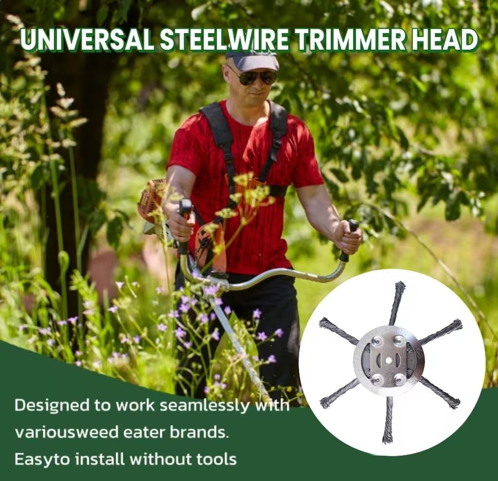 Universal Ssteel Wire Trimmer Head 6 Inch Wire Trimming Head Steel Wire Grass Trimmer Head for Weedeater - Image 3