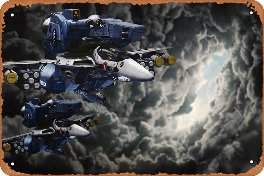 Robotech アニメ ポスター ホーム ウォールアート 装飾 レトロ メタル ブリキ看板 8x12インチ