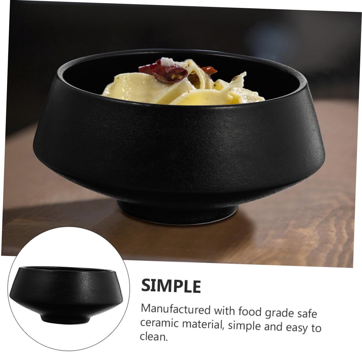 Ceramic Frosted Ramen Bowl 800ml Black Xmas for Hot or Cold Meals