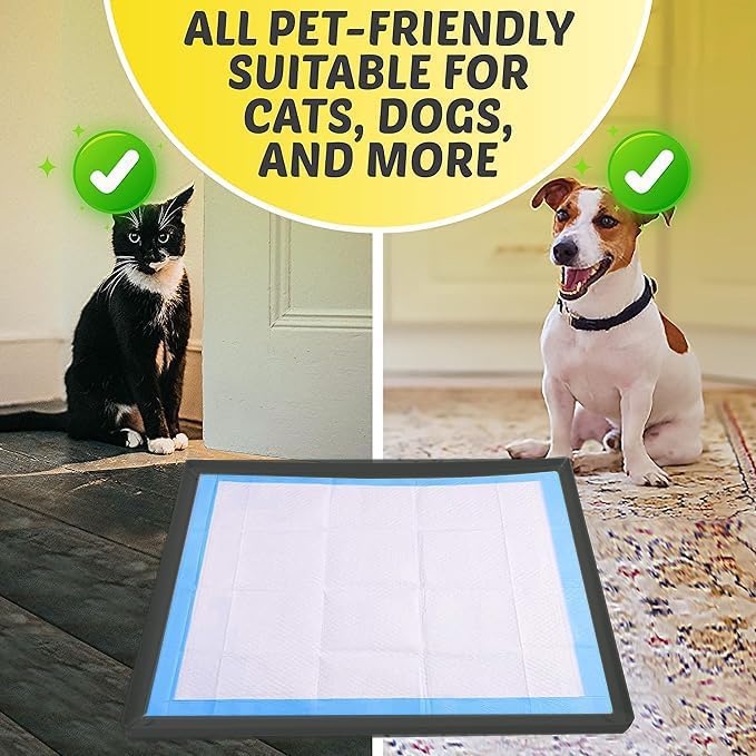 Image of TidyFriend Dog Pee Pad Holder Tray Fits for 36 inch x 36 inch Wee Wee Pee Pads - Stable Grip, Raised Edges, Quick-Wipe Silicone Surface Dog Potty Tray Holder for Indoor Flooring Protection (Black)