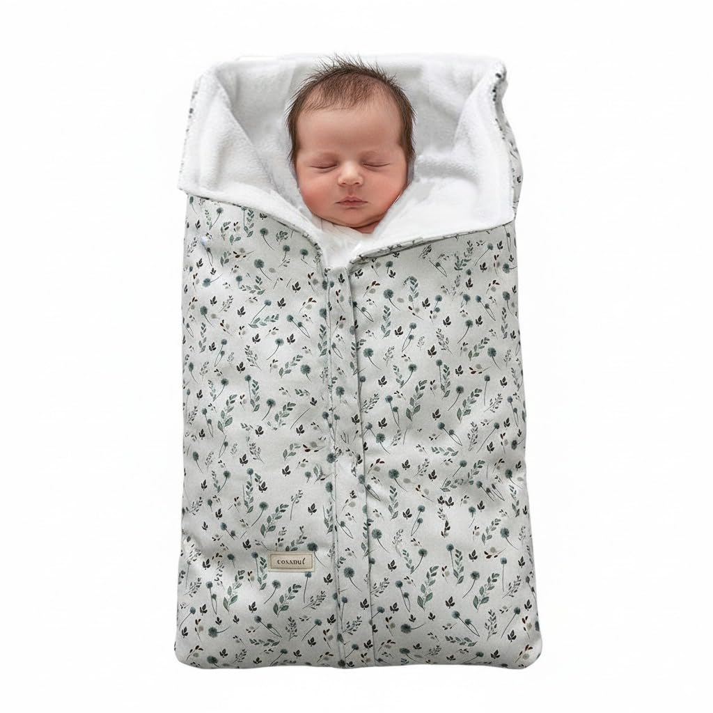 Arrullo o Saco para Capazo Universal Bebé - Cálido y Suave, Ideal para Invierno y Entretiempo, Compatible - Jané - Inglesina -Bugaboo -Maxi Cosi (Diente león, 0-18 Meses, Entretiempo)