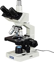 Vista 2 de OMAX Microscopio compuesto trinocular del laboratorio 40X-2500X LED con la etapa mecánica de la capa doble