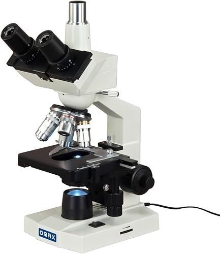 Miniatura 2 de OMAX Microscopio compuesto trinocular del laboratorio 40X-2500X LED con la etapa mecánica de la capa doble