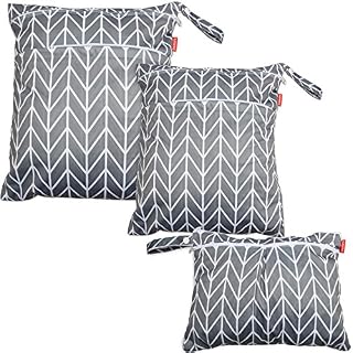 Damero 3pcs Travel Wet and Dry Bag with Handle for Cloth Diaper, Pumping