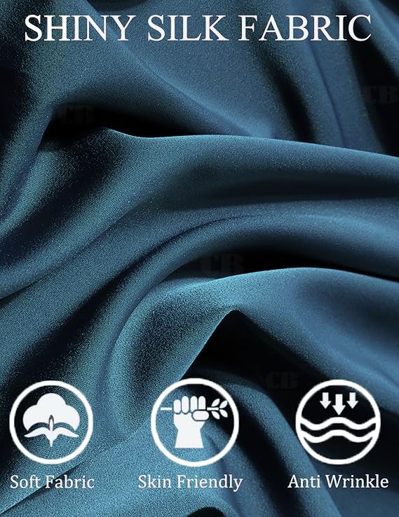 Image of CB-COLEBROOK Men Luxury Satin Silk Dress Shirt - Long Sleeve, Satin, Shiny Button Down, Prom, Wedding Party Shirt