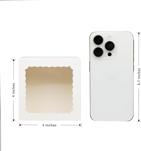 Miniatura 3 de 50 cajas blancas de panadería de 4 x 4 x 2.5 pulgadas con ventana, mini pastel, postre, pastelería, cajas pequeñas para dulces