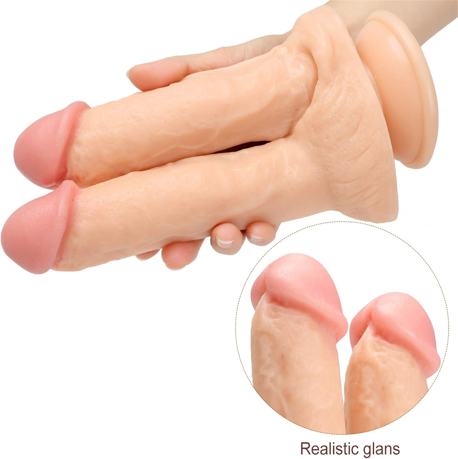 Double Dildo with Powerful Suction Cup Anal Dildos Realistic Dildo Real Dong Real Penis Replica Double Stimulation Sex Toy for Couples