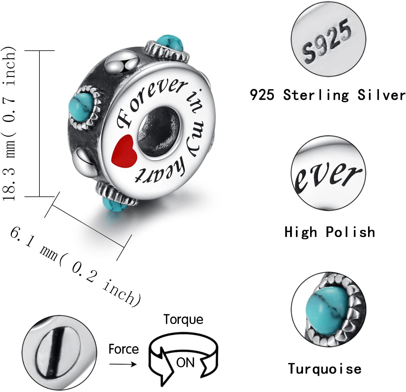 APOTIE Sterling Silver Cremation Urn Bead Charm for Bracelet Holds Ashes Keepsake Pendant Memorial Jewelry Gifts for Women Loss Loved One - Image 5