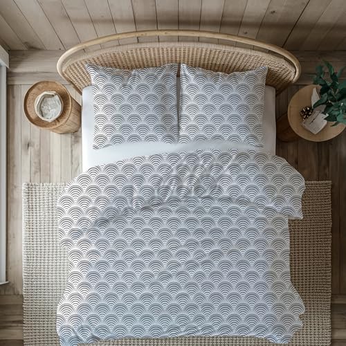 Biber Bettwäsche 135x200 cm Scandi Blätter Grafik 135x200 cm + 80x80...