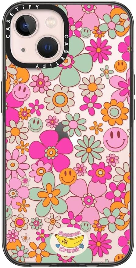 CASETIFY Compact iPhone 13 Case [4 ft. 2X Military Grade Drop Protection/Slim/Lightweight] - Groovy Pattern Clear - Clear Black
