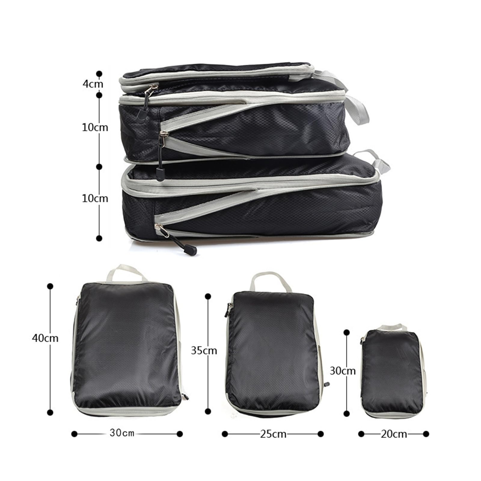 Genérico Organizador de cubos de embalaje comprimibles plegables | Bolsas de almacenamiento de viaje impermeables for organización de equipaje y maletas.(Navy Blue,6PCS)