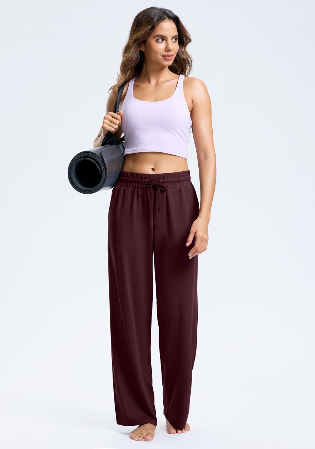 SANTINY Women's Soft Sweatpants Lightweight Yoga Lounge Casual Pants Stretch Open Bottom Sweat Pants for Women with Pockets - Image 6