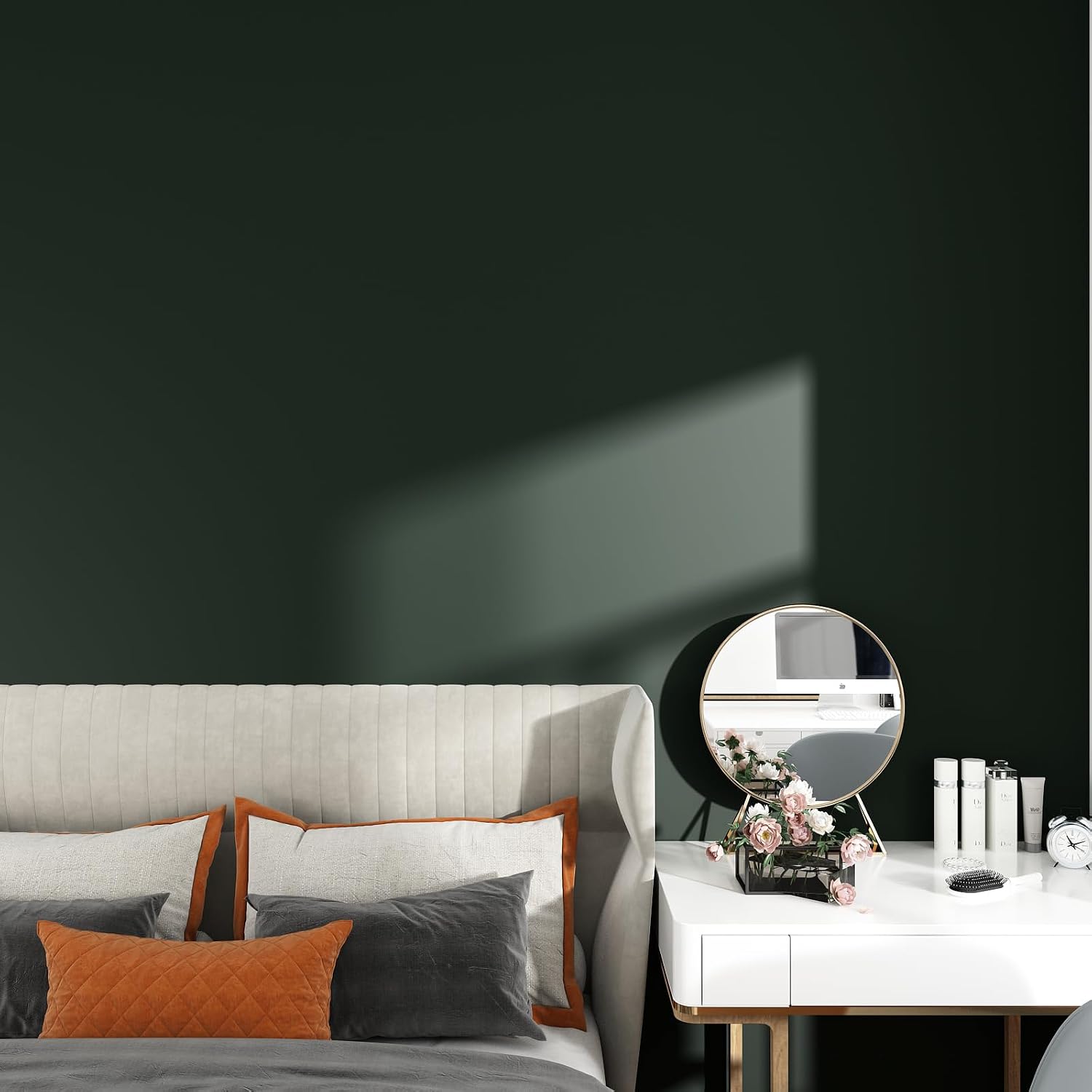 VEELIKE Vintage Dark Green Wallpaper Peel and Stick Moody Forest Green Wall Paper for Bathroom Bedroom Accent Walls 24''x118'' Wide Self Adhesive Removable Contact Paper for Kitchen Cabinets Furniture image 4
