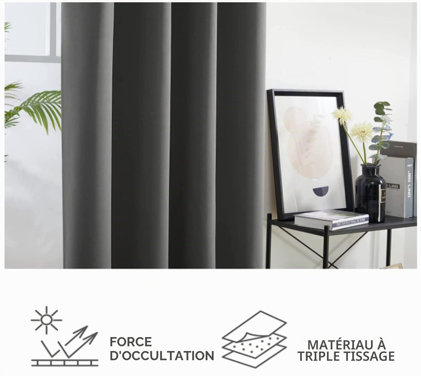 Rideau Occultant Moutarde Jaune-Vert - Thermique Isolant Anti Froid à Œillets pour Salon, Cuisine, Chambre à Coucher - Design Fenêtre 2x85x200cm