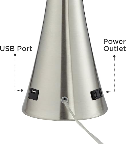 Miniatura 3 de 360 Lighting Karl - Juego de 2 lámparas de mesa modernas de 27.5 pulgadas de alto con toma de corriente USB y CA en base de metal de níquel