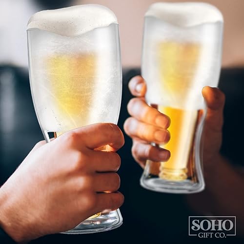 Miniatura 4 de GALVANOX Vaso de cerveza congelador botella de cerveza al revés taza congelada para bebidas heladas doble pared aislada gran regalo para los amantes
