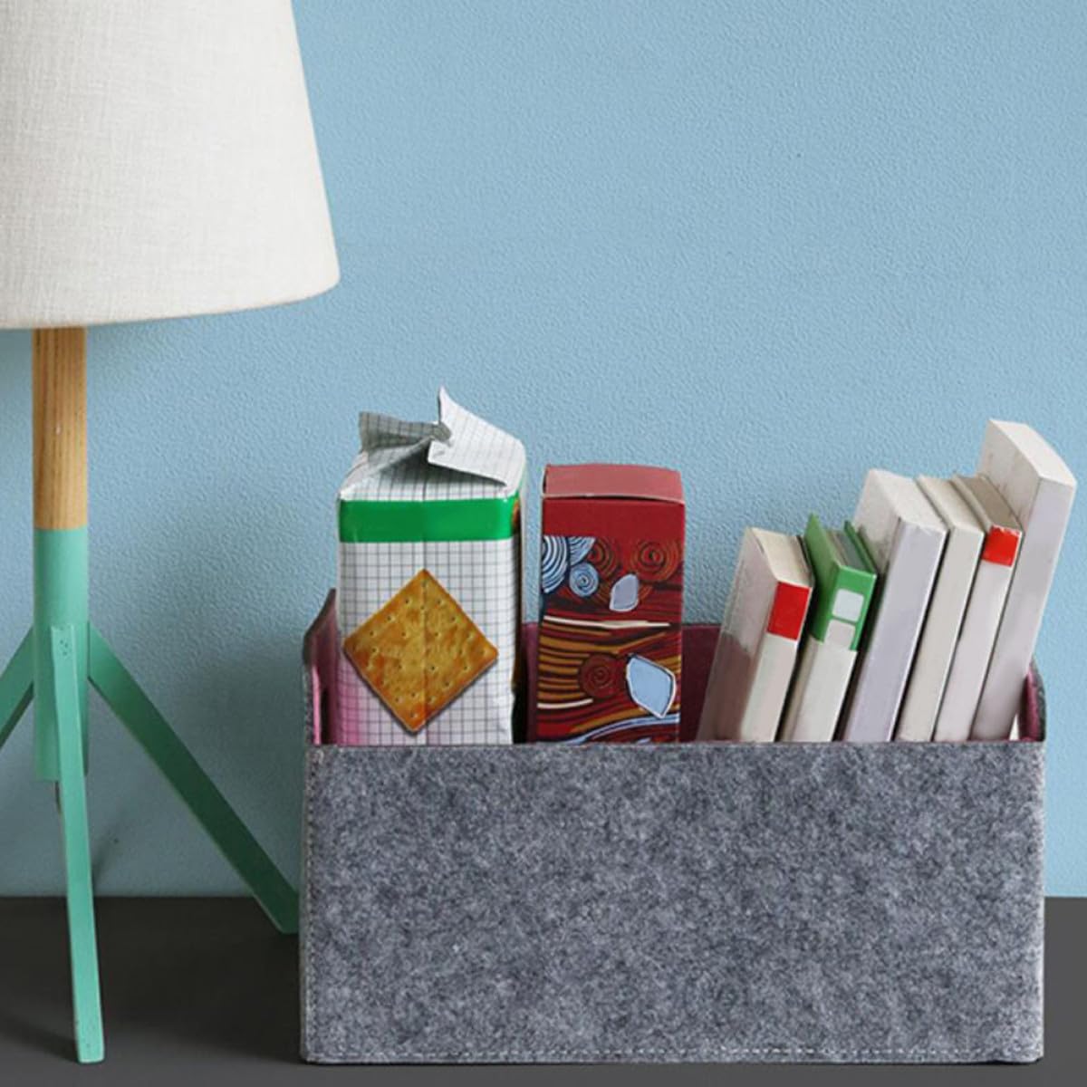 OUNONA Cesta De Almacenamiento De Fieltro Organizador Plegable Para Artículos Del Hogar Cesta Para Almacenaje Dormitorio o Sala De Estar