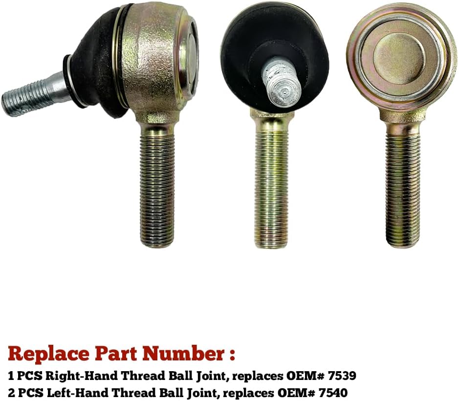 Club Car Tie Rod End Kit Fits for DS 1976-2008 Gas & Electric Golf Cart Left-Hand & Right-Hand Thread Ball Joint # 7540,7539