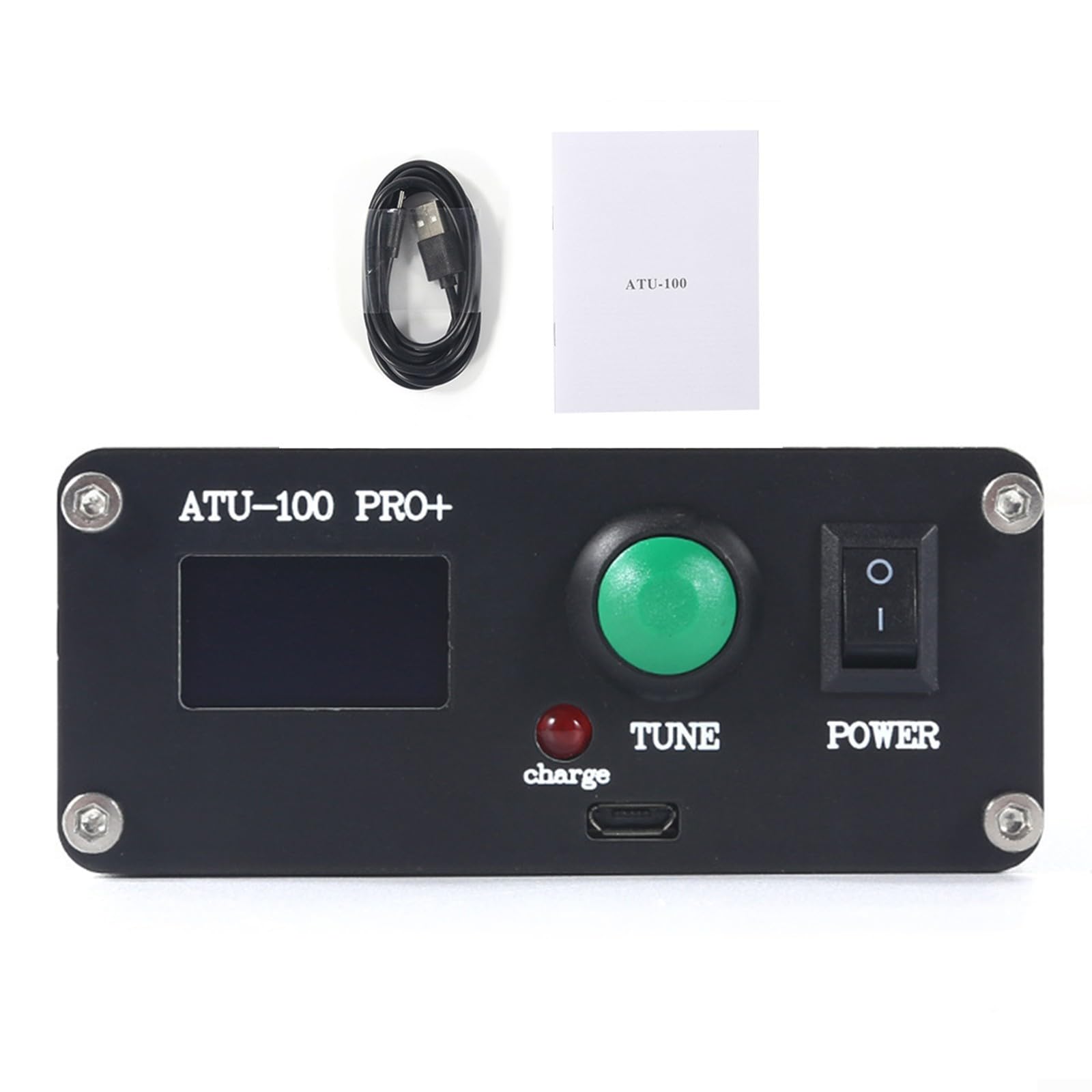 ATU-100 1.8-55MHz sintonizador de antena, caja automática de sintonizador de antena de aleación de aluminio con pantalla OLED de 0.96 pulgadas, soporta carga USB