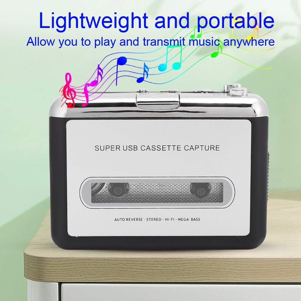 Reproductor de Cassette, Reproductor de música de Audio con Cable USB, convertidor de Cassette Independiente convertidor de Cassette USB a mp3,