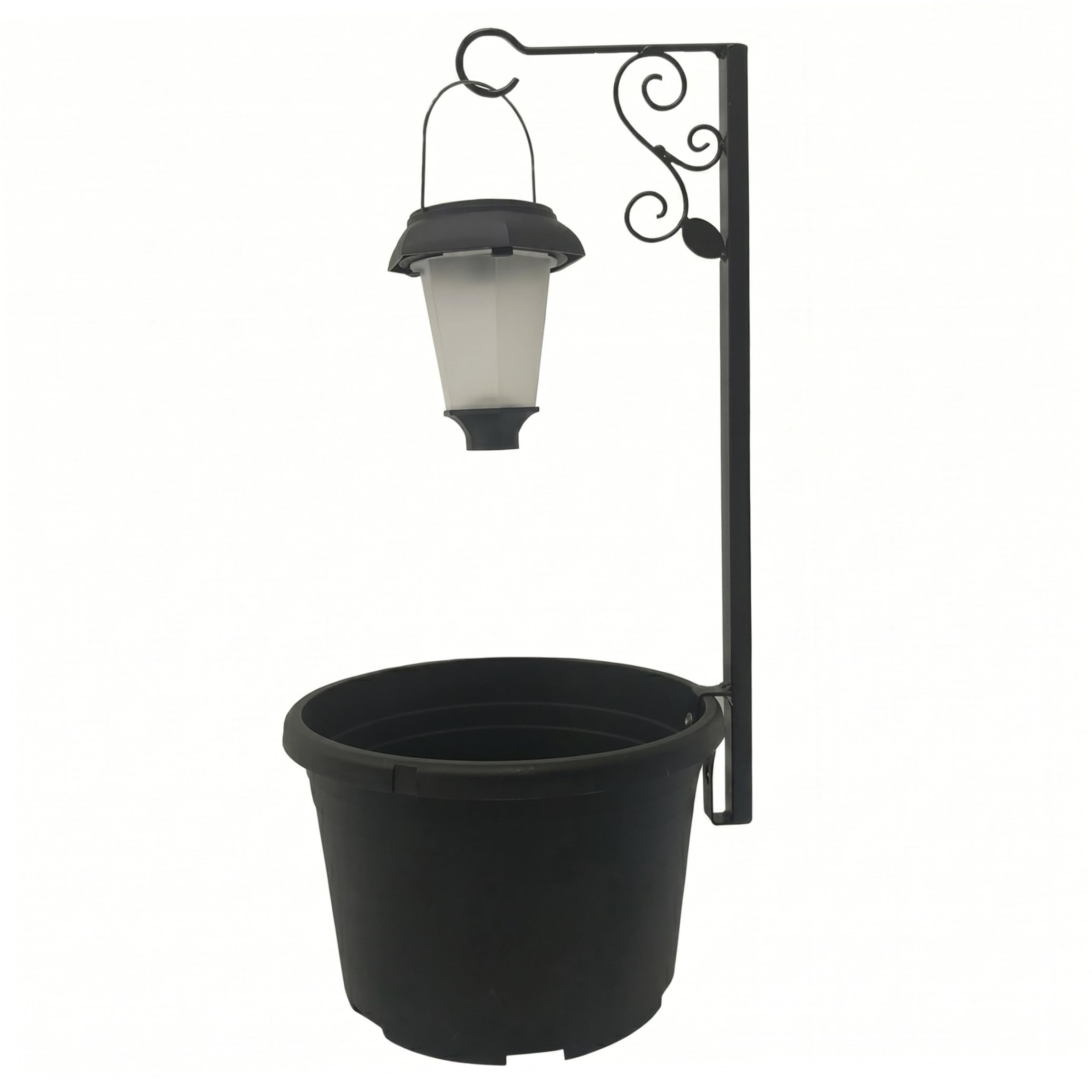 Poste de lámpara solar con maceta: luz impermeable automática para iluminar patios oscuros