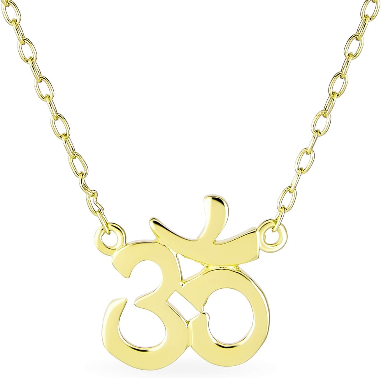 Bling Jewelry Sanskrit Symbol Yoga Spiritual Harmony Aum Om Ohm Pendant Necklace For Women 14K Gold Rose Plated .925 Sterling Silver