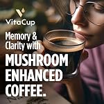 VitaCup Ground Mushroom Coffee with Lions Mane, Chaga, & Vitamins for Immune Support & Focus, Drip Coffee Brewers and French Press, 10 Ounces
