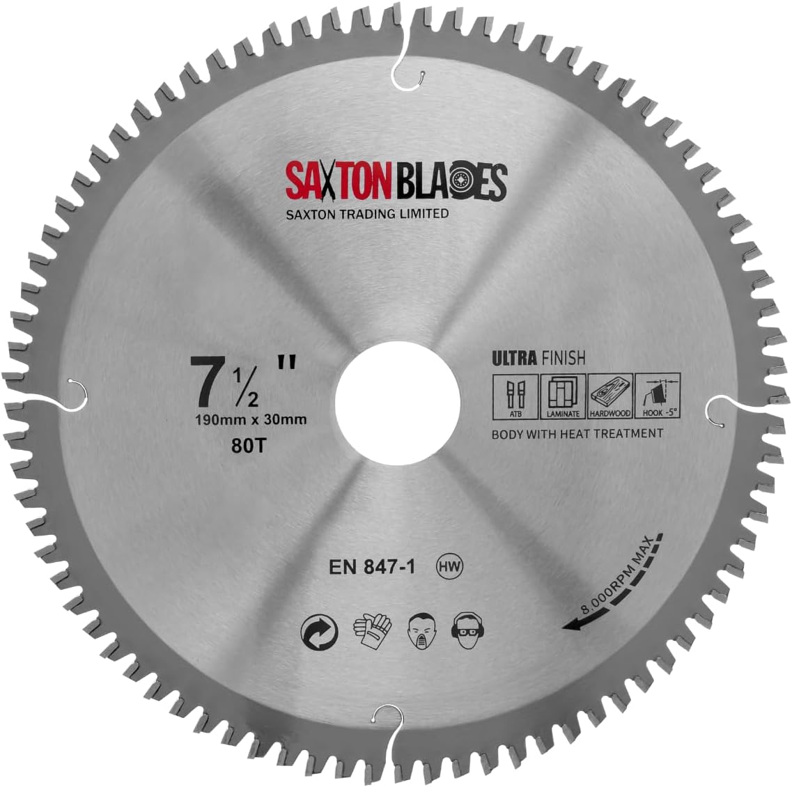 Saxton TCT Negative Rake/Hook Circular Blade 190mm x 80T