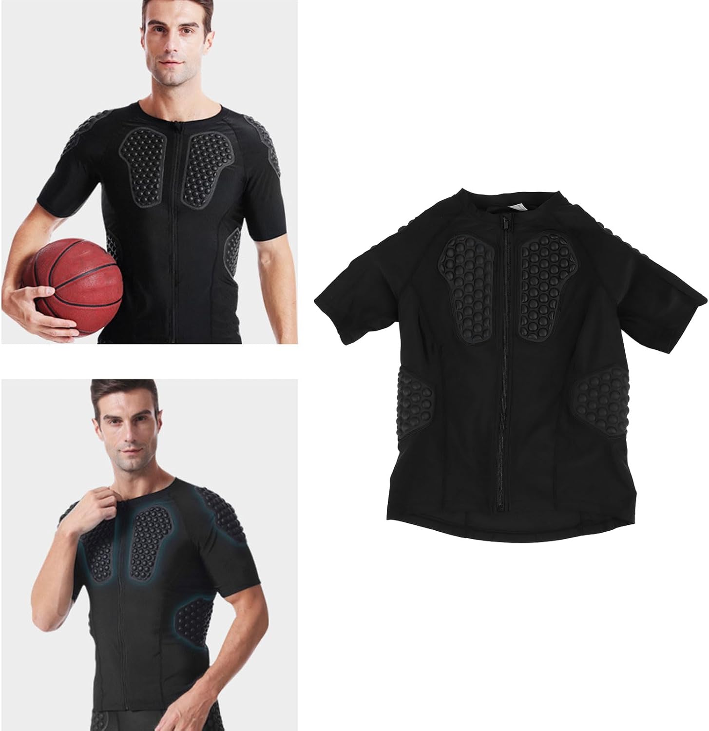 プロの大人用パッド入りゴールキーパーシャツ EVAフォーム保護付き 半袖 通気性 フットボールゴールキーパージャージ サッカーとバス