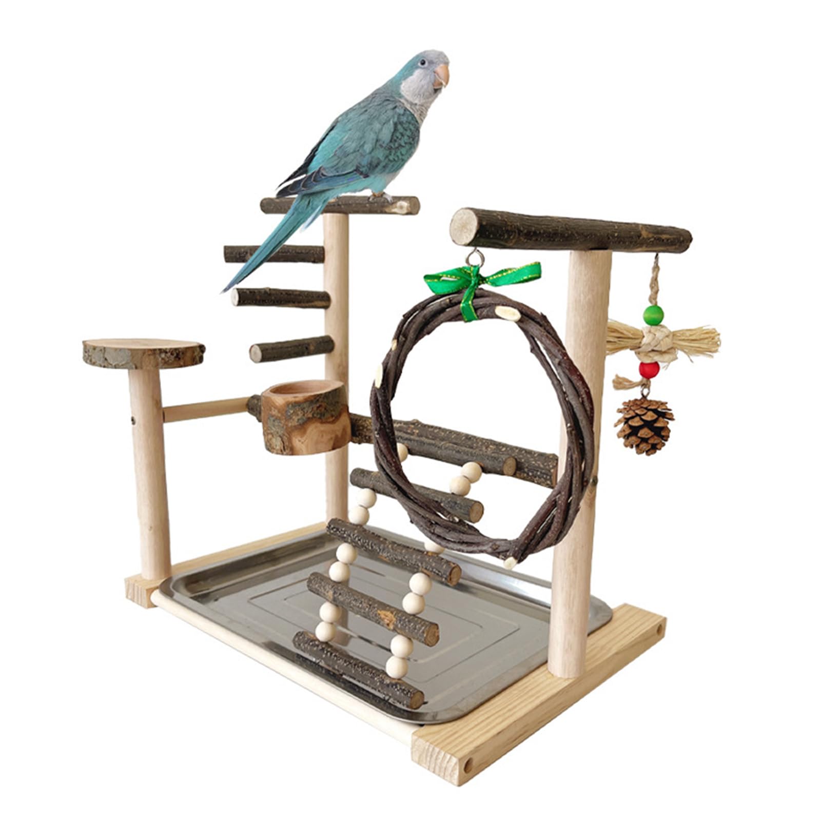 Perchoir de dressage pour oiseaux avec mangeoires pour perroquets de petite et grande taille