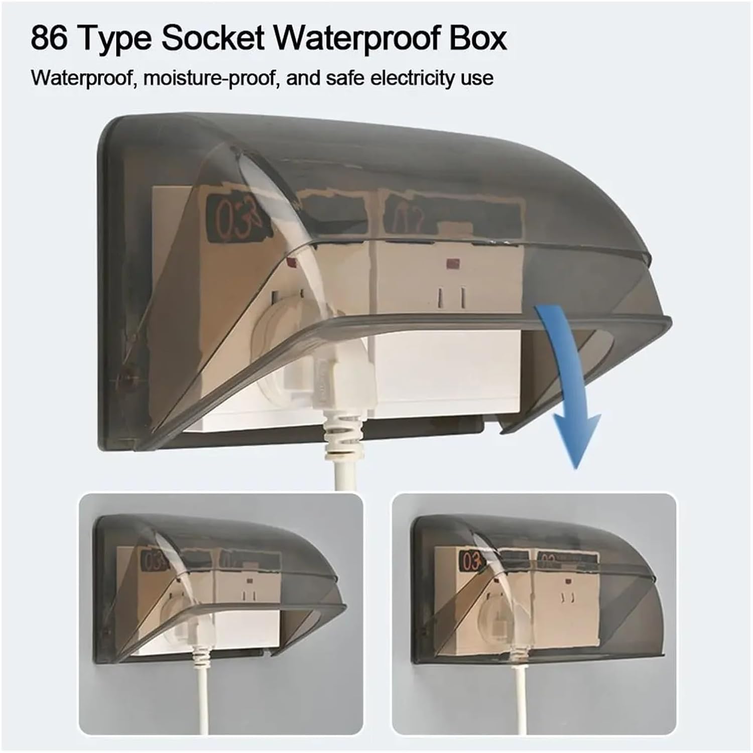 Outdoor Outlet Cover 4pc Outdoor Socket Waterproof Box Self-Adhesive Electric Plug Cover Rainproof for Charging Pile Switch Protection