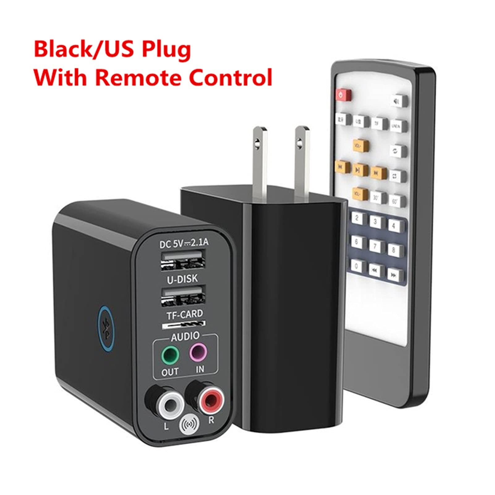 Adaptateur audio Bluetooth 5.0 Audio Récepteur Émetteur Stéréo Adaptateur Sans Fil TF/U Lecture de Disque Rapide USB Charge pour Écouteurs Application TV IR Contrôle (Couleur : Blanc)