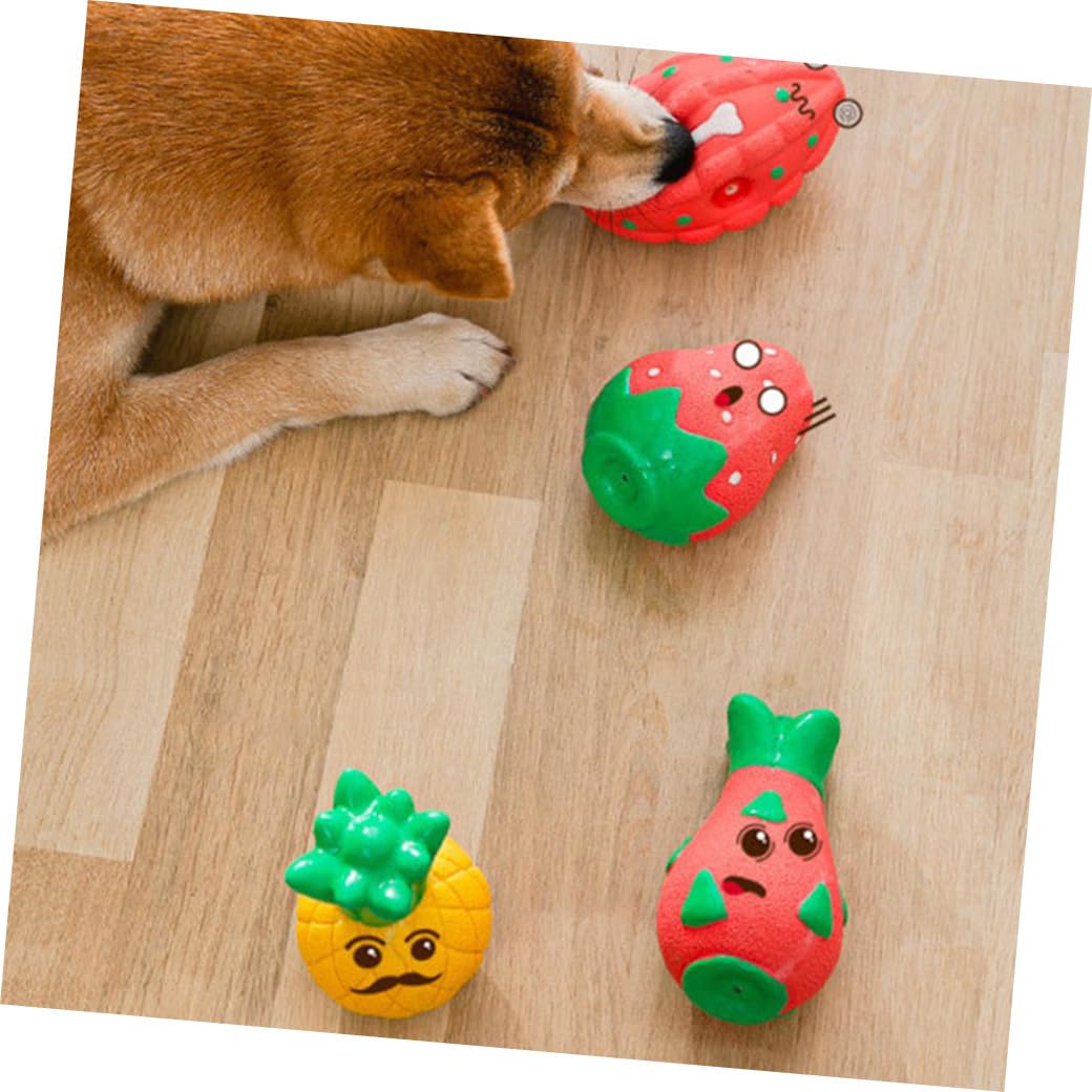 Sosoport 4stücke Lustiges Fruchtförmiges Kauspielzeug Für Hunde Widerstandsfähiges Quietschendes Spielzeug Für Welpen Für Zahnpflege Und Spiel Für Kleine Und Mittlere Hunde Geeignet