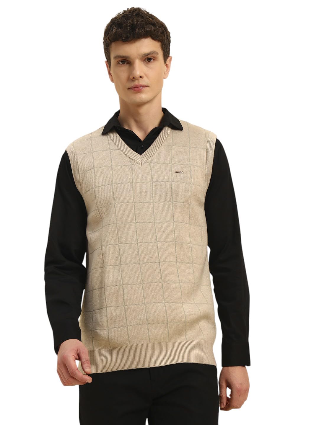 cantabil Sweater for Men l Winter Wear Acrylic Fabric Pull-On Closure V-Neck Regular Fit Checkered Pattern (P_MSWT00141)-picture-40