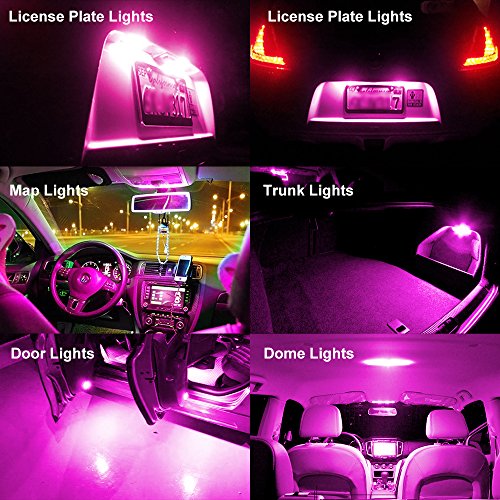 Boodled 50X T10 W5W Led Lights Pink Car Led Bulbs W5W 2825 158 192 168 194 Led Buld For Interior Light Dome Map Trunk Door Instrument Panel License Plate Side Marker Lights. #TOP6