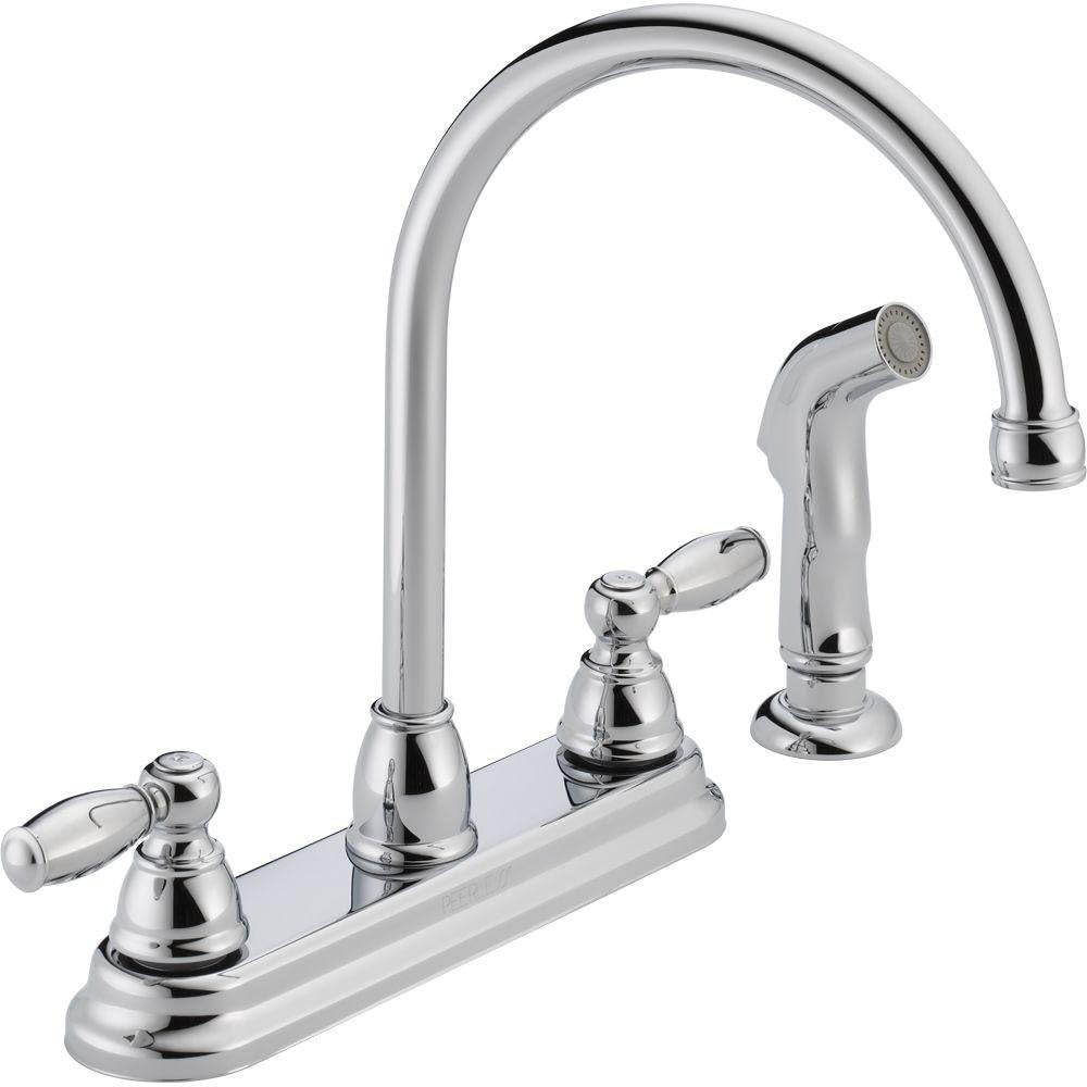 Peerless Claymore Apex Two Handle Chrome Kitchen Faucet Side Sprayer Included