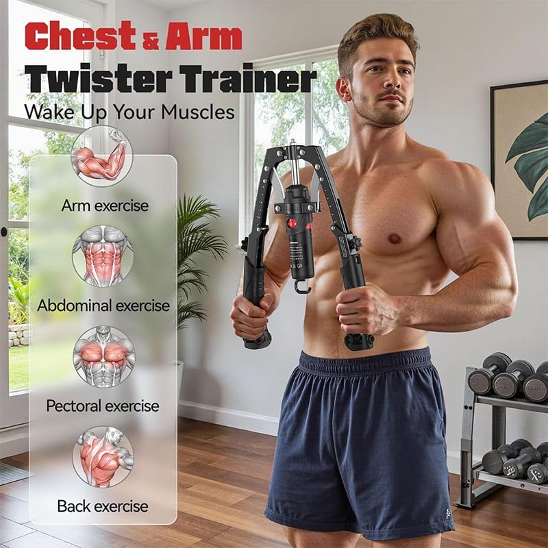 Saker Twister Arm Exerciser,Professional Strength Training Equipment for Arm and Chest Workouts with Digital Counter and Stable Build