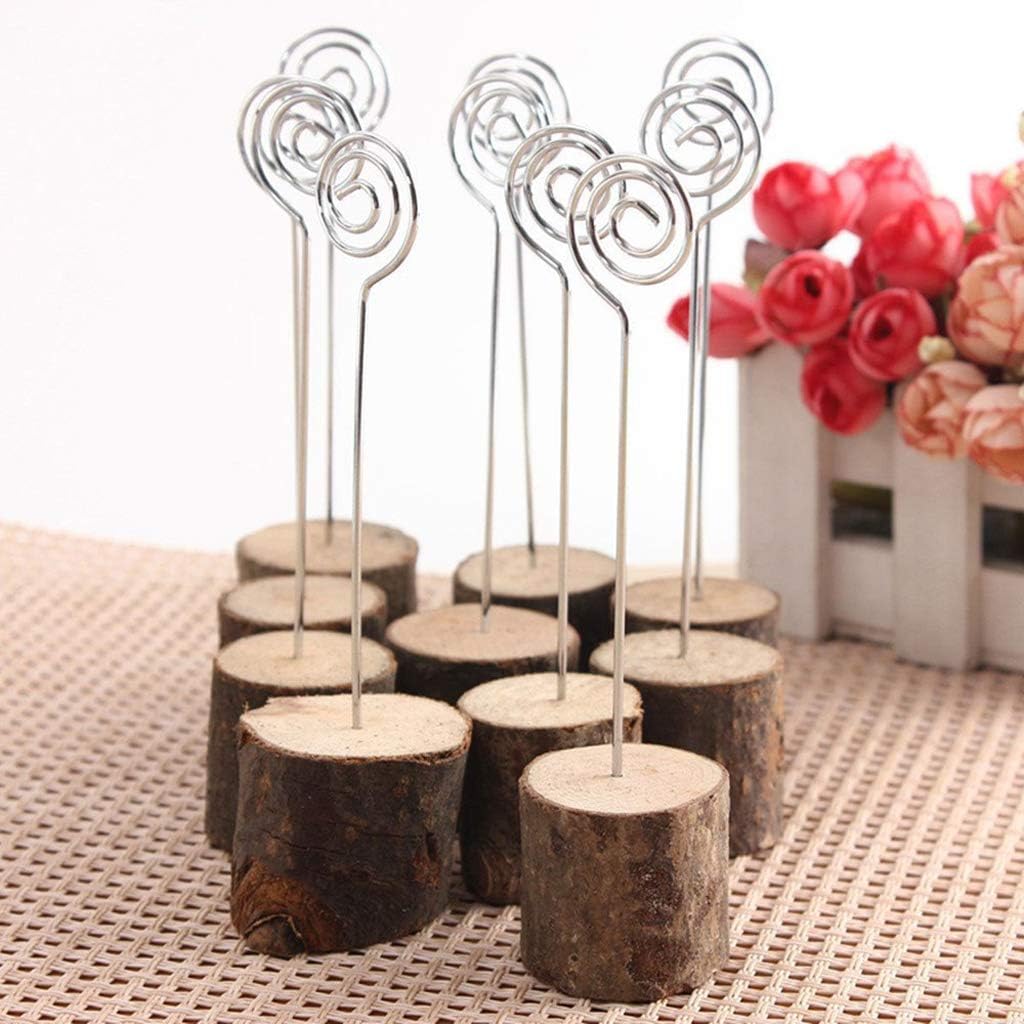 10Pcs Rustic Wooden Photo Clip Memo Name Card Base Holder Memo Picture Frame Tab